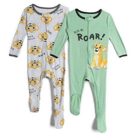 Disney Lion King Simba Infant Baby Boys 2 Pack Zip Up Sleep N' Plays Newborn to Infant