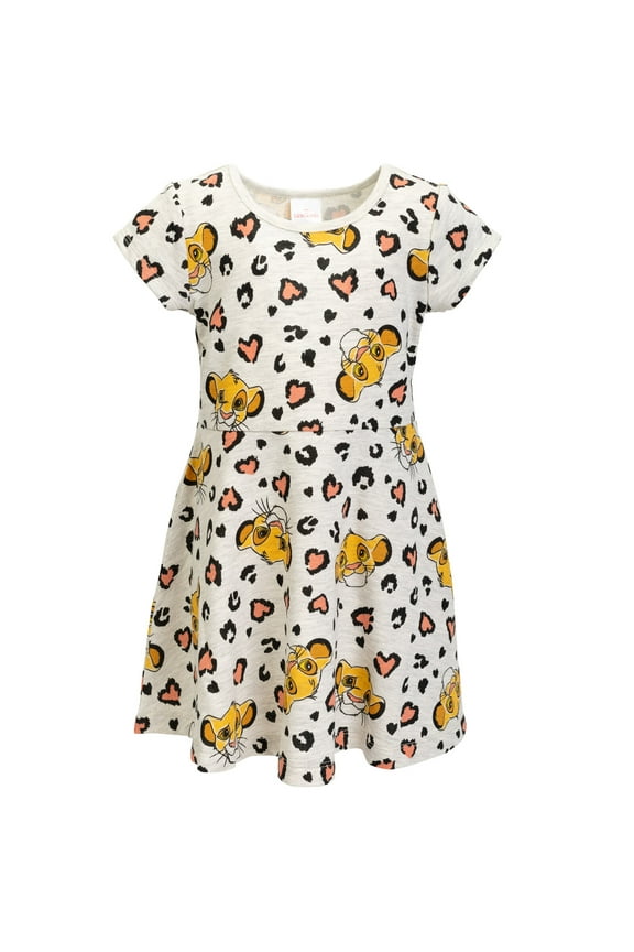 Disney Lion King Simba Little Girls French Terry Skater Dress Toddler to Big Kid