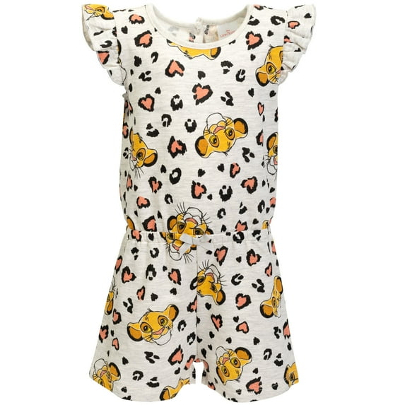 Disney Lion King Simba Little Girls French Terry Sleeveless Romper Toddler to Big Kid