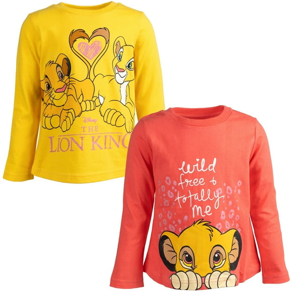 Disney Lion King Simba Nala Big Girls 2 Pack Long Sleeve T-Shirts Toddler to Big Kid