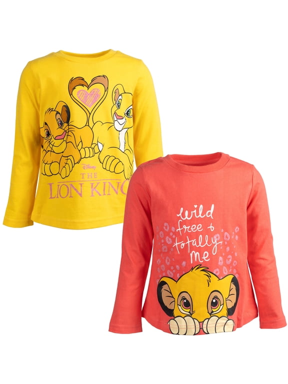 Lion King Simba Nala Little Girls 2 Pack Long Sleeve T-Shirts Toddler to Big Kid