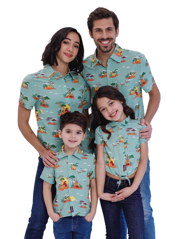 Lion King Simba Nala Timon Little Boy Girl Kids Matching Family Hawaiian Button Down Shirt Boys Sizes 7-8