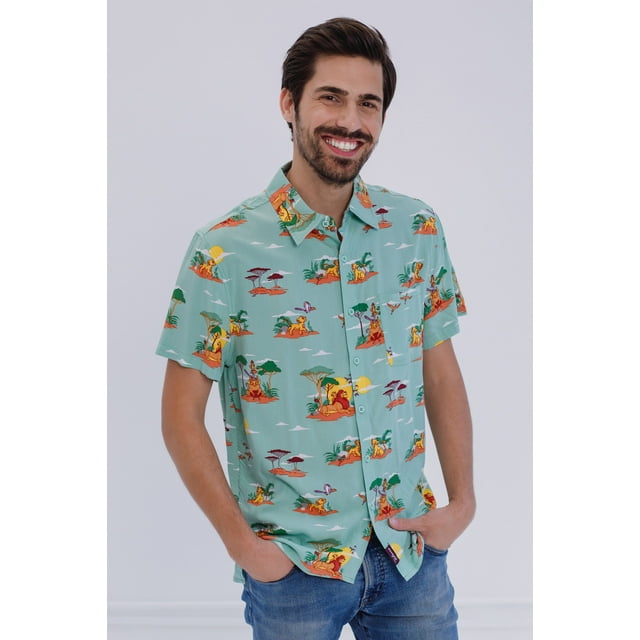 Disney Lion King Simba Nala Timon Matching Family Hawaiian Button Down Shirt Mens Sizes Medium