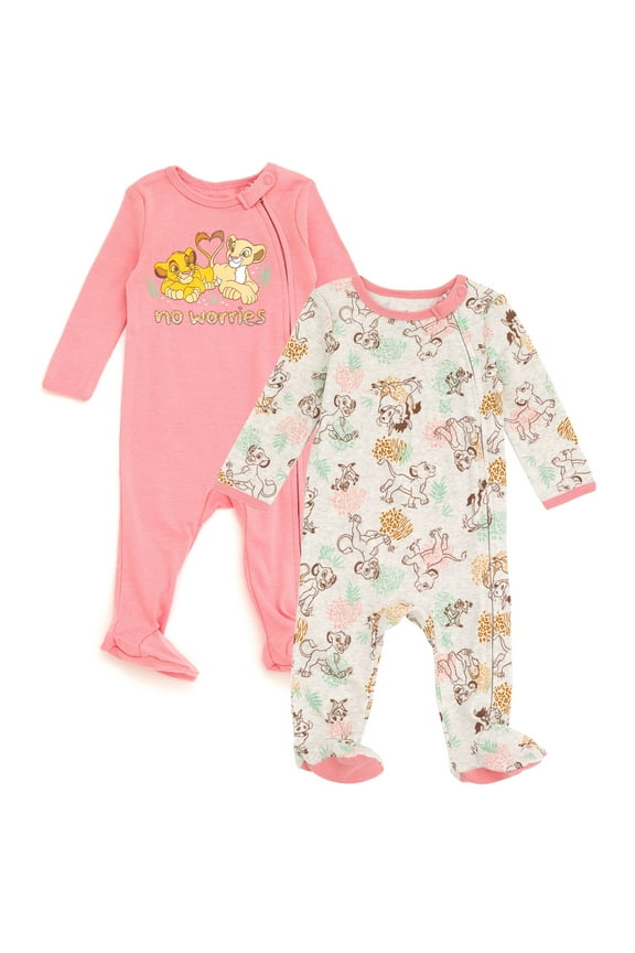 Disney Lion King Simba Nala Timon Pumbaa 2 Pack Coveralls Newborn to Infant