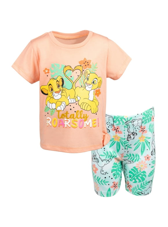 Disney Lion King Simba Nala Toddler Girls T-Shirt and Shorts Outfit Set