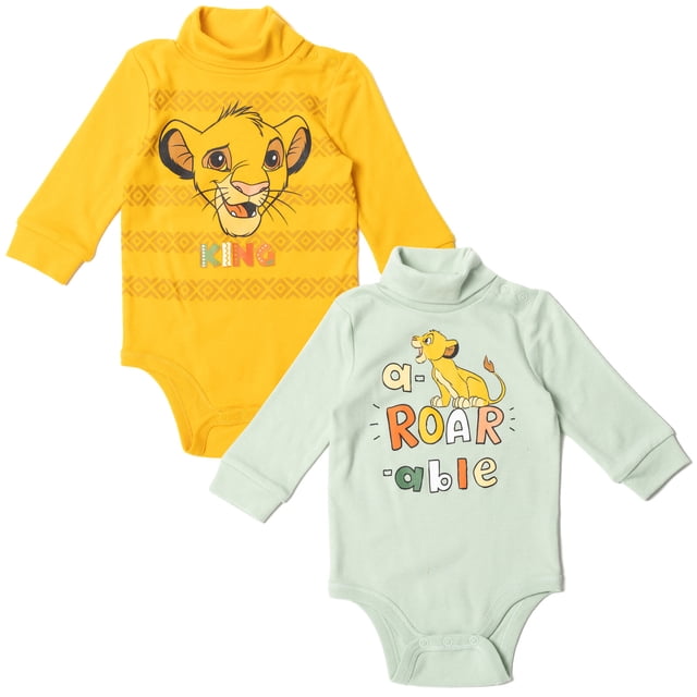 Disney Lion King Simba Newborn Baby Boys 2 Pack Turtleneck Bodysuits ...