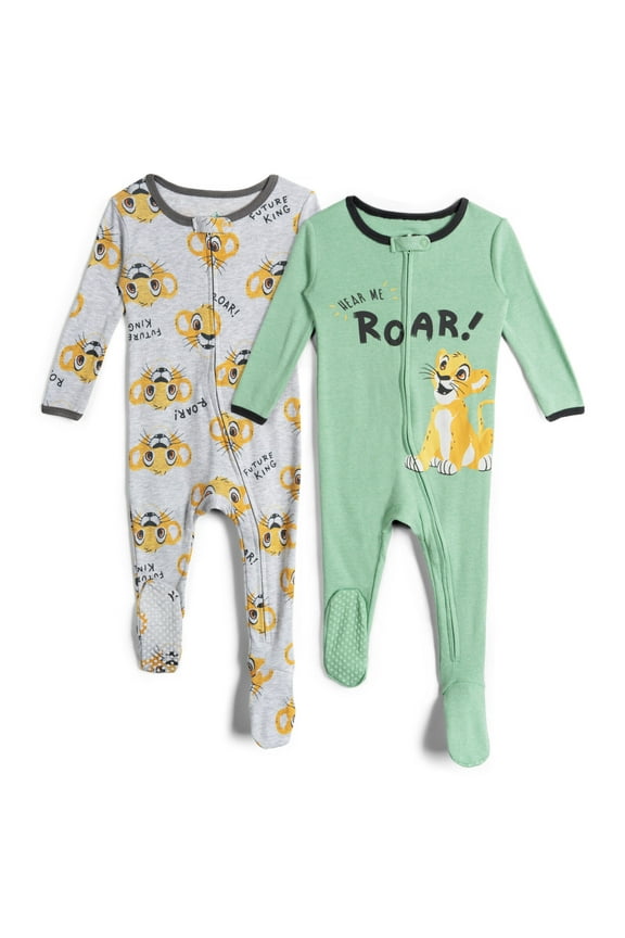 Lion King Simba Newborn Baby Boys 2 Pack Zip Up Sleep N' Plays Newborn to Infant