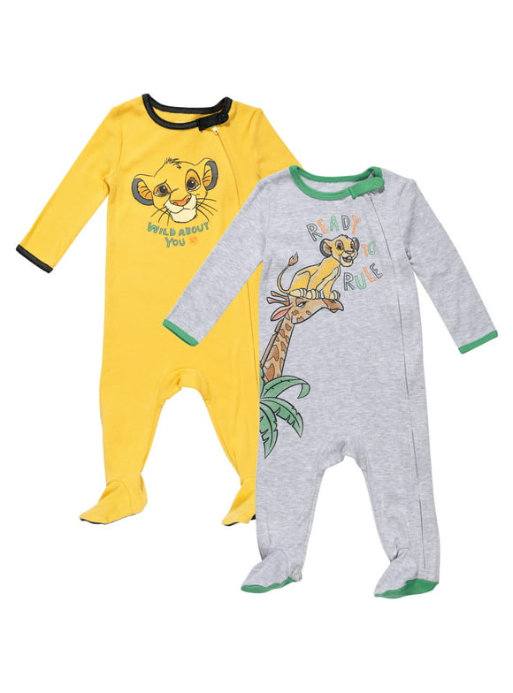 Disney Lion King Simba Newborn Baby Boys 2 Pack Zip Up Snap Sleep N' Plays Newborn to Infant