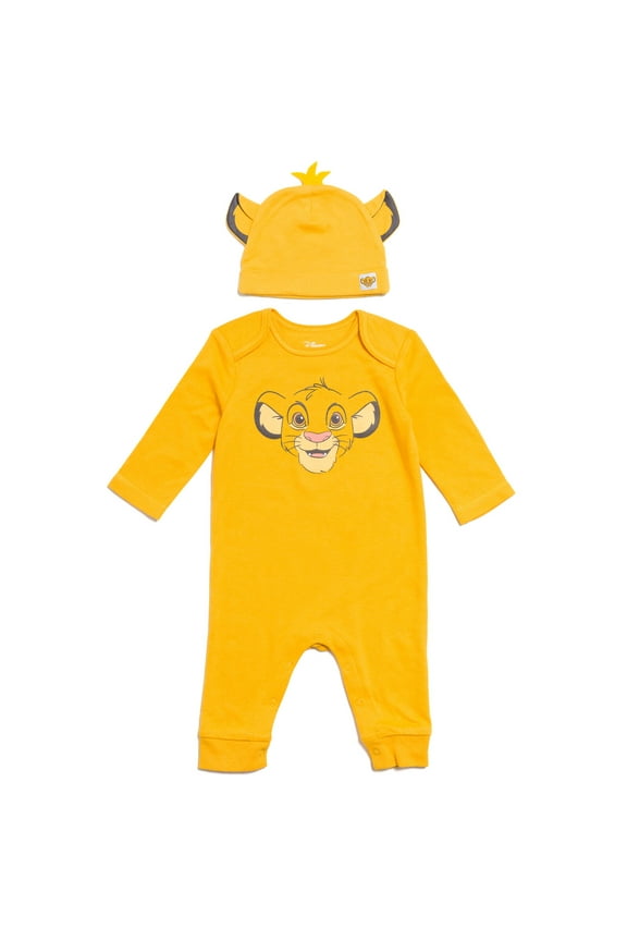 Lion King Simba Newborn Baby Boys Snap Cosplay Coverall and Hat Newborn to Infant