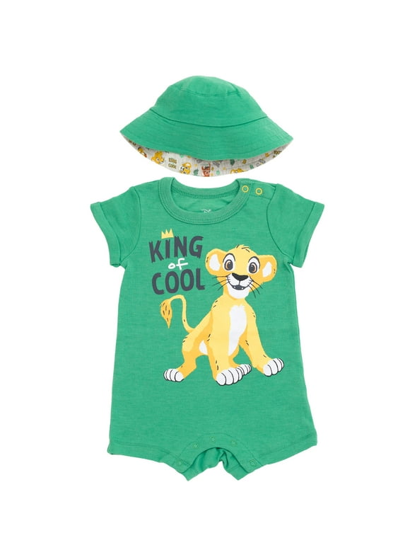 Disney Lion King Simba Romper and Bucket Sun Hat Newborn to Infant