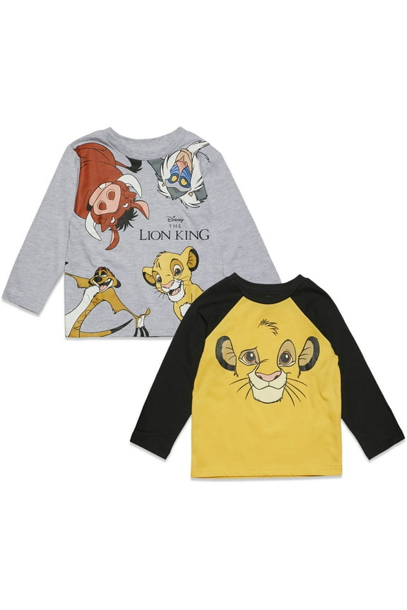 Lion King Simba Timon Pumbaa 2 Pack Long Sleeve T-Shirts Toddler to Little Kid