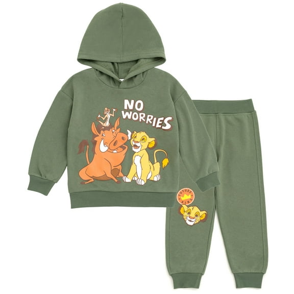 Disney Lion King Simba Timon Pumbaa Fleece Pullover Hoodie and Jogger Pants Outfit Set Toddler to Big Kid
