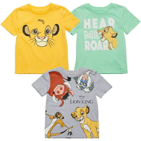 Disney Lion King Simba Timon Pumbaa Little Boys 3 Pack T-Shirts Infant to Big Kid
