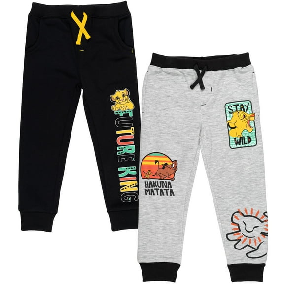 Disney Lion King Simba Timon Pumbaa Little Boys Fleece 2 Pack Pants Toddler to Big Kid