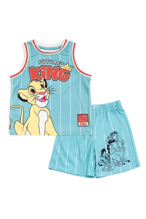 Lion King Simba Timon Pumbaa Mesh Jersey Athletic Tank Top and Basketball Shorts Outfit Set Toddler to Big Kid