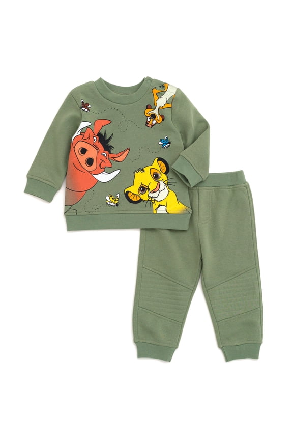 Lion King Toddler Boys' Fleece Sweatshirt and Pants Set Lion King Green