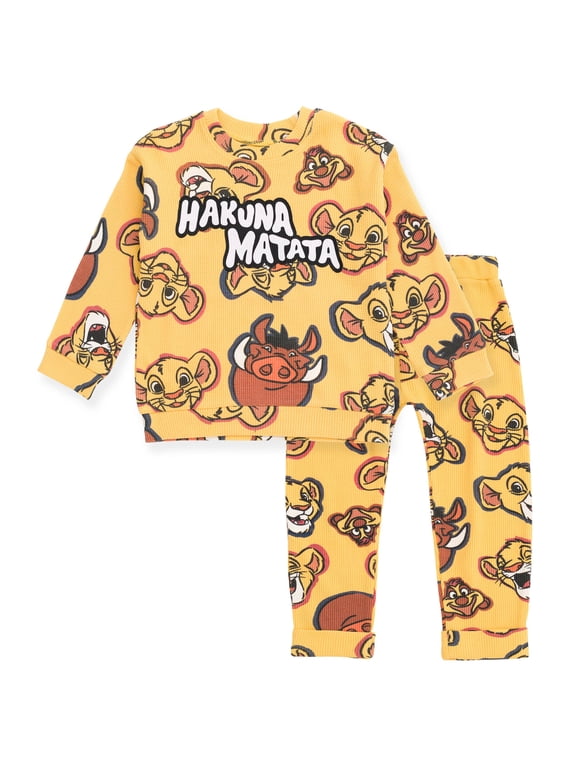 Lion King Toddler Boys' Loungewear 2-Piece Sweatshirt and Pants Set Brown