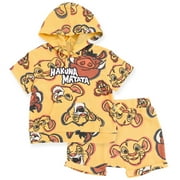 Disney Lion King Simba Timon Pumbaa Waffle Knit Pullover Hoodie and Shorts Newborn to Toddler