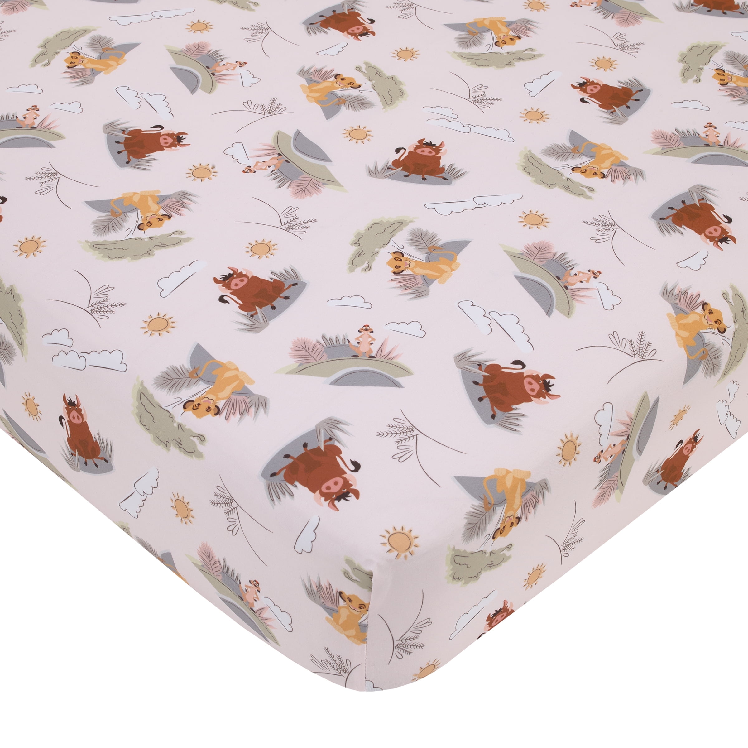 Disney Lion King Simba, Timon, and Pumba Fitted Crib Sheet