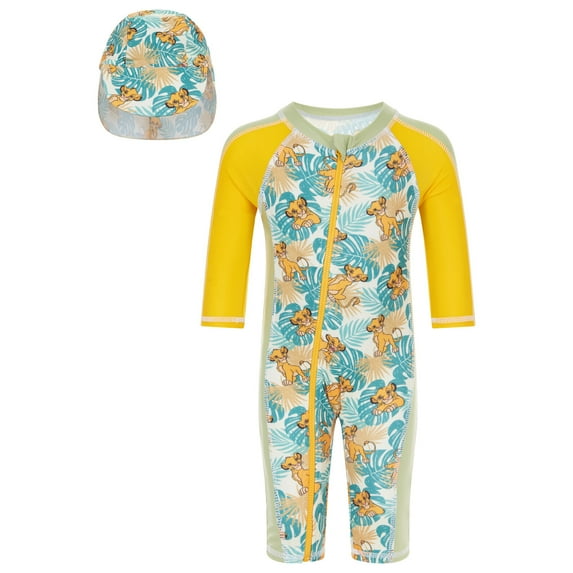 Disney Lion King Simba UPF 50+ Sunsuit and Swim Hat Swimwear Set Newborn to Infant