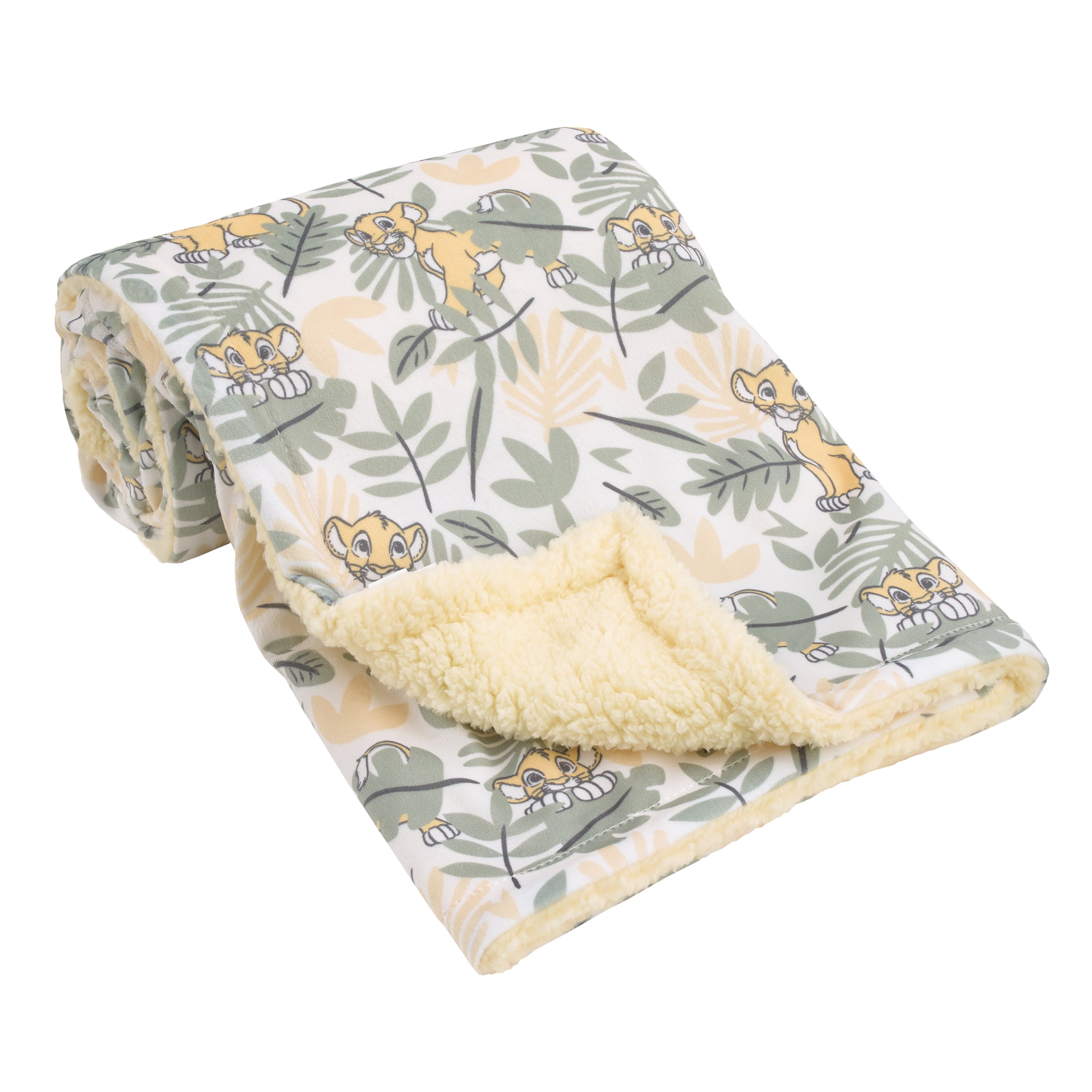 Disney Lion King Simba Yellow, Green, and White Baby Blanket