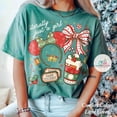 thumbnail image 1 of Disney Literally Just A Girl Christmas Comfort Colors T-Shirt, Minnie Bow Coffee Tee, Disney Merry Christmas Shirt Disneyland ,Light Green Color,Size M, 1 of 5