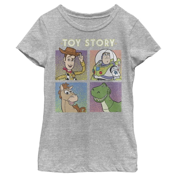 Disney Little, Big Pixar Toy Story Four Buds Girls Short Sleeve Tee Shirt Large Athletic Heather