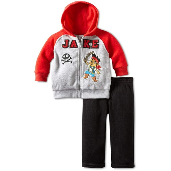 Disney Little Boys' 2 Piece Jake Arctic Fleece Pant Set, Light Grey/Pastel, 3T