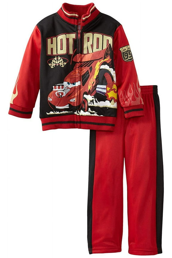 Disney Little Boys' Cars 2 Piece Hot Rod Tricot Set, Chili Pepper, 3T