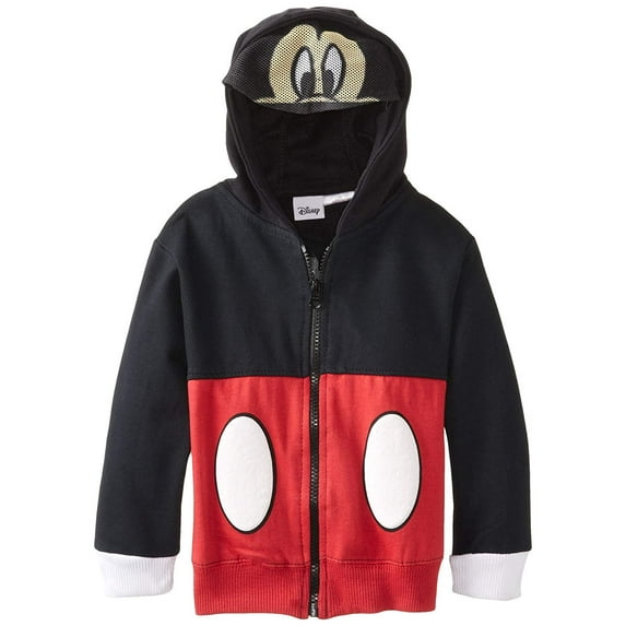 Disney Little Boys' Mickey Mouse Fleece Masked Hoodie, Black, 4T