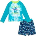 thumbnail image 1 of Disney Little Boys Raglan Pullover Swim Rash Guard Swim Trunks Blue/Black 4, 1 of 5