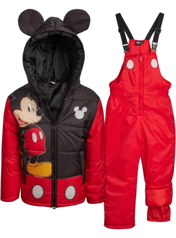 Little Boys Snowsuit Set - 2 Piece Toy Story, Cars, Mickey Mouse Ski Jacket and Snow Bib (2T-7)