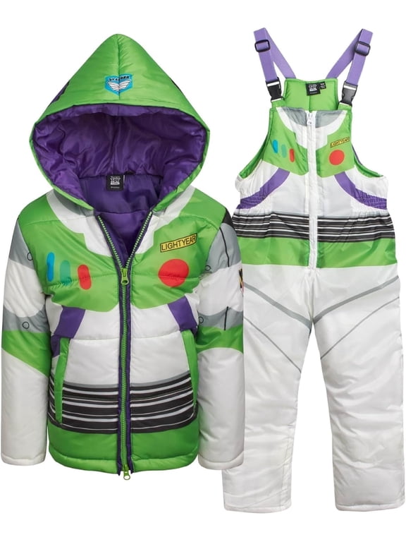 Little Boys Snowsuit Set - 2 Piece Toy Story, Cars, Mickey Mouse Ski Jacket and Snow Bib (2T-7)