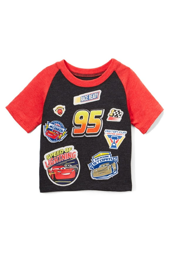 Little Boys' Toddler Cars 3 Logo Patches Raglan Tee