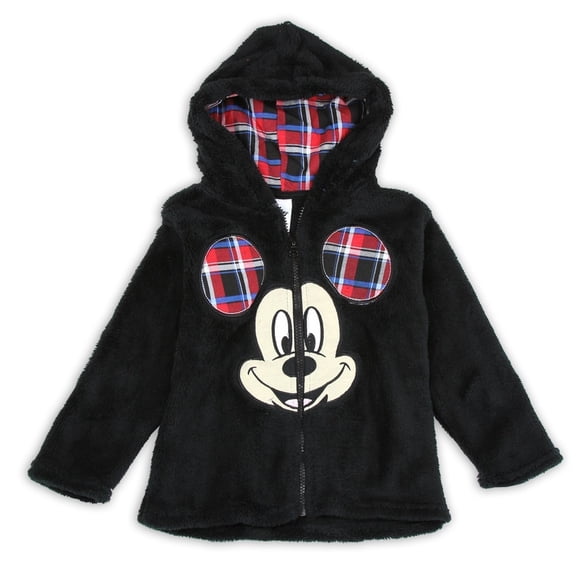 Disney Little Boys' Toddler Mickey Mouse Plush Zip Hoodie Jacket 2T Black