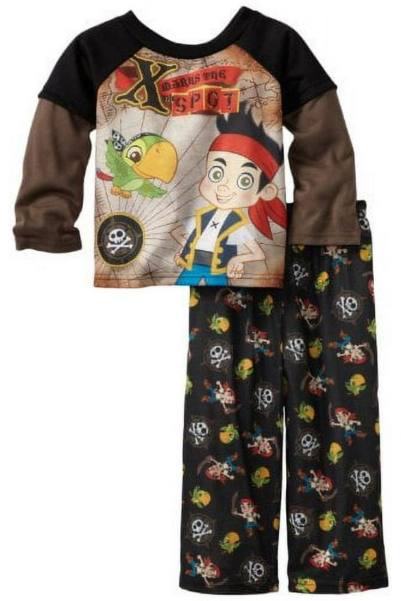 Little Boys' X Marks The Spot Long Sleeve Pajama Set, Black, 2T