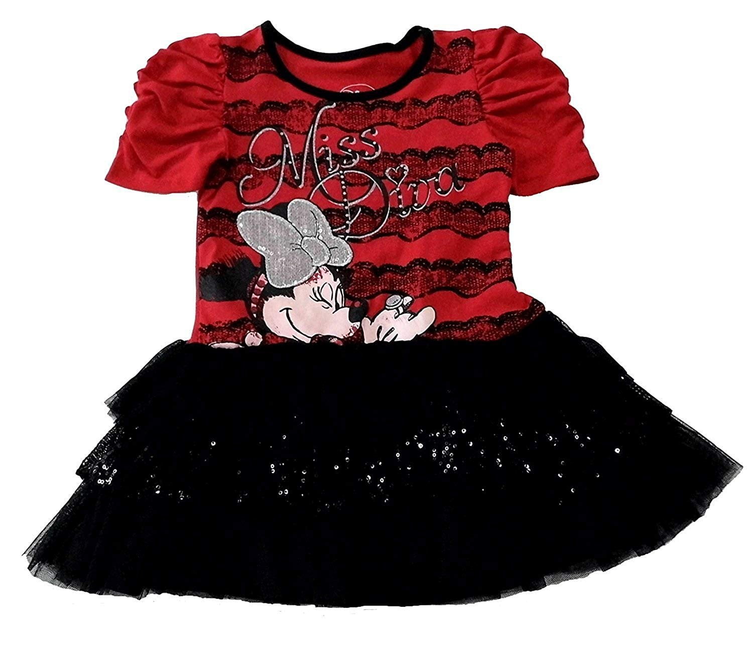 Disney Little Girls' Minnie Mouse Short Sleeve Red Dress Miss Fabulous