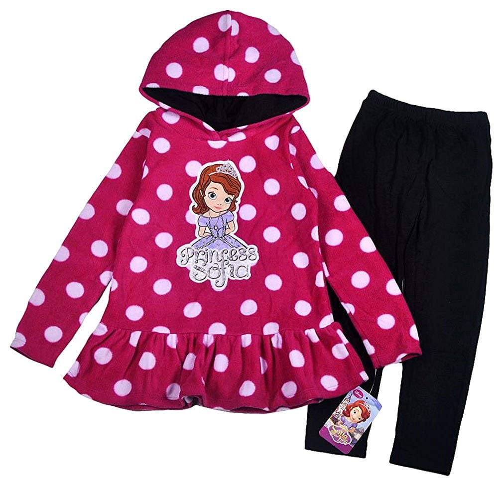 Disney Little Girls' Princess Sofia 2 Pieced Polka Dot Fleece Set Purple 5