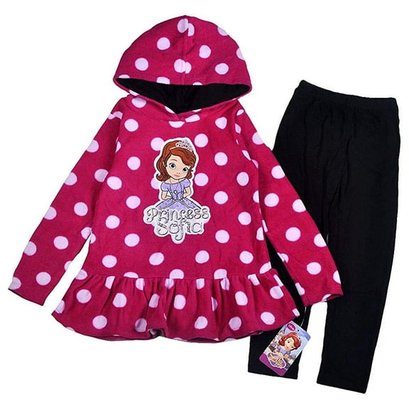 Disney Little Girls' Princess Sofia 2 Pieced Polka Dot Fleece Set Purple 5