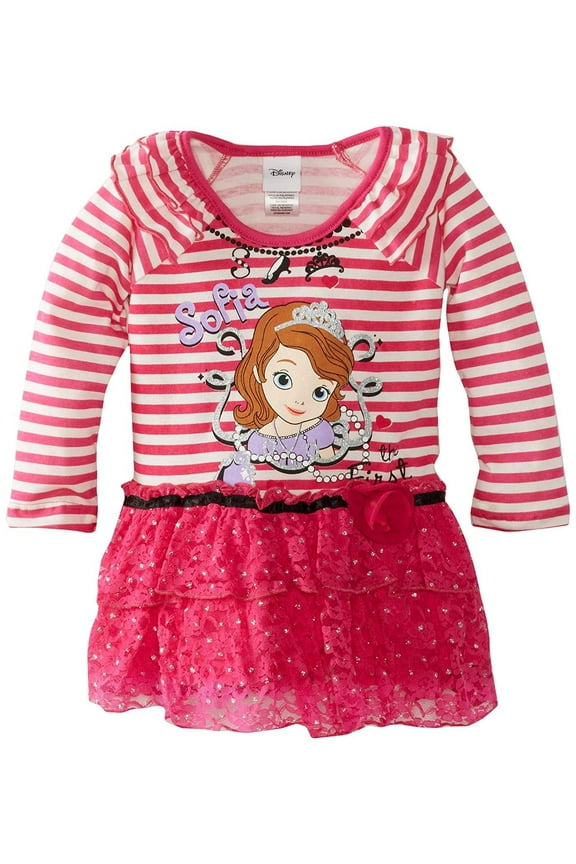Little Girls' Sofia 1 Pieced Stripped Dress, Pink, 4
