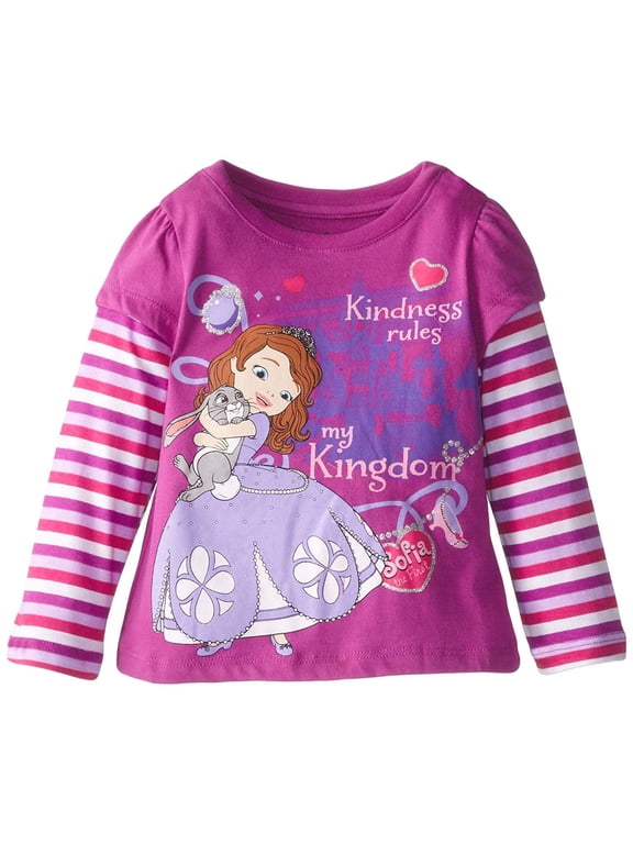Disney Little Girls' Sofia My Kingdom Long Sleeve T-Shirt, Purple, 2T