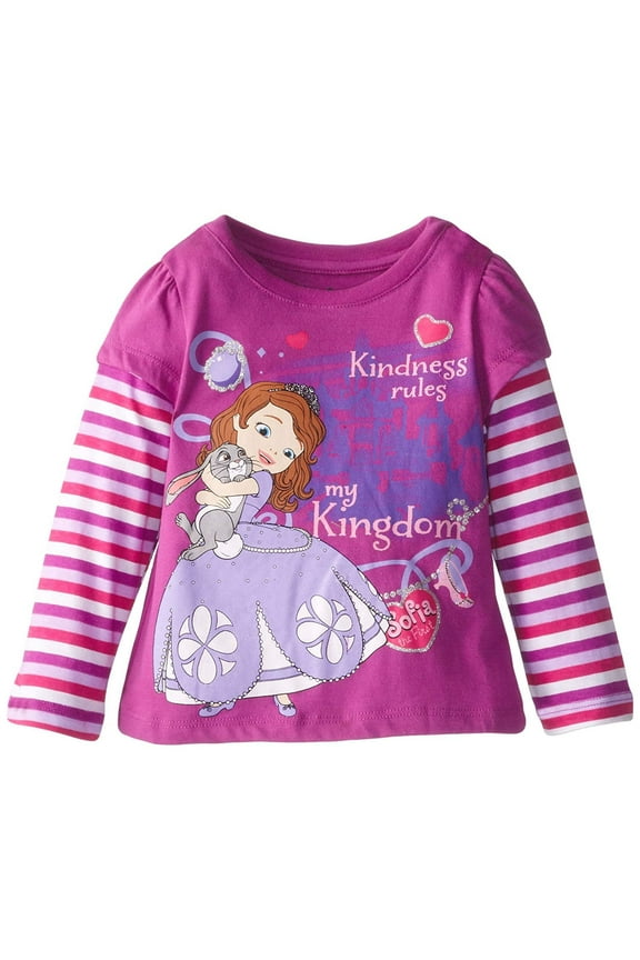 Disney Little Girls' Sofia My Kingdom Long Sleeve T-Shirt, Purple, 2T