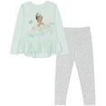 thumbnail image 1 of Disney Little Girls Tiana Long Sleeve Peplum Top with Leggings Set - Green, 1 of 2
