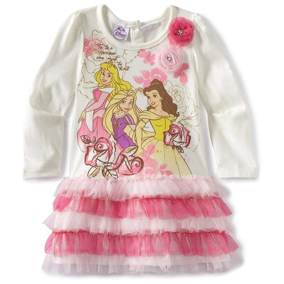 Disney Little Girls' Toddler Disney Princess Dress, Light Beige, 2T