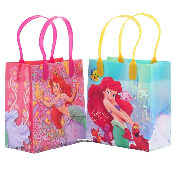 Disney Little Mermaid 12 Multicolored Plastic Gift Bags, 6" x 6.5" x 3", 12 Count