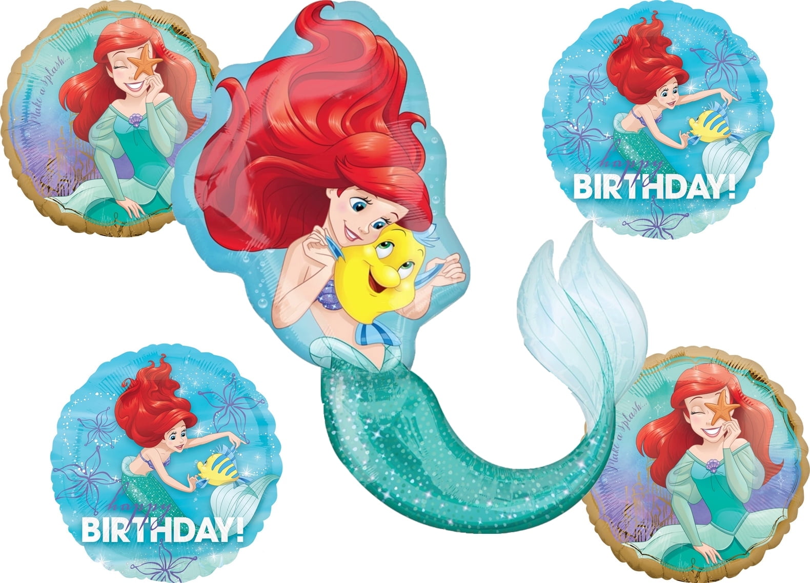 ANAGRAM Disney Little Mermaid Ariel 5 piece Balloons Decoration Birthday Party Bouquet