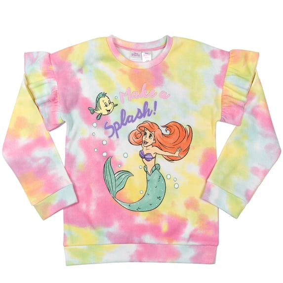 Disney Little Mermaid Ariel Big Girls Fleece Pullover Sweatshirt Toddler to Big Kid