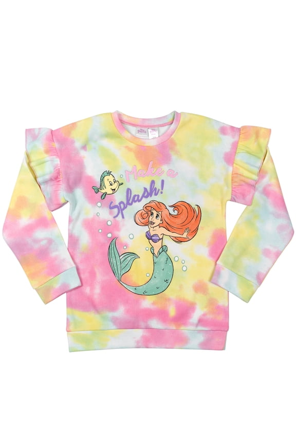 Little Mermaid Ariel Big Girls Fleece Pullover Sweatshirt Toddler to Big Kid