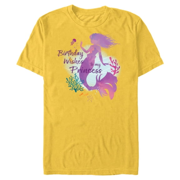Disney Little Mermaid Ariel Birthday Wishes to My Princess - Short Sleeve Blended T-Shirt for Adults - Customized-Yellow