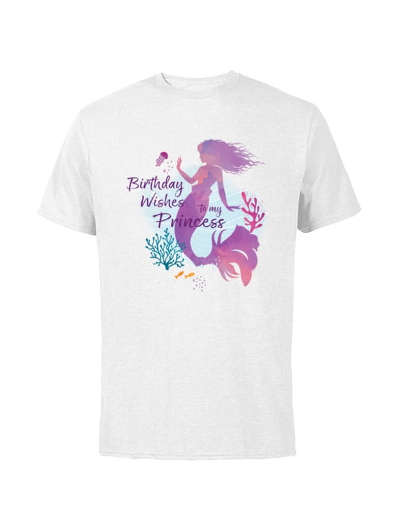 Little Mermaid Ariel Birthday Wishes to My Princess - Short Sleeve Cotton T-Shirt for Adults - Customized-White
